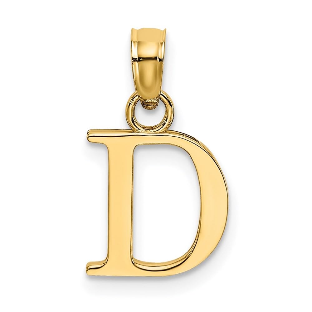 Auriga Fine Jewelry 14k Yellow Gold Polished Block Letter D Initial Pendant Gift for Women