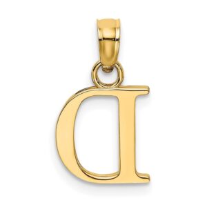 Auriga Fine Jewelry 14k Yellow Gold Polished Block Letter D Initial Pendant Gift for Women