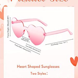 Dunzy 24 Pieces Bride Babe Heart Sunglasses Rimless Heart Shape Sunglasses Bachelorette Sunglasses for Wedding Party