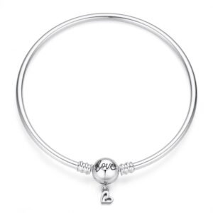 happystar 925 sterling silver snake chain bracelet fully compatible with pandora charms, with mickey mouse head clasp charm bracelets gifts for teen women