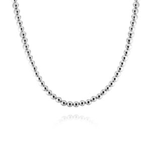 savlano 925 sterling silver 5mm handmade bead ball strand chain necklace for women - made in italy comes with a gift box (20,5mm)