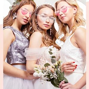 Dunzy 24 Pieces Bride Babe Heart Sunglasses Rimless Heart Shape Sunglasses Bachelorette Sunglasses for Wedding Party