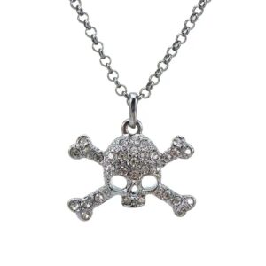 benbiyo skull necklace orb saturn nana gothic silver rhinestone crossbones pendant necklace for women