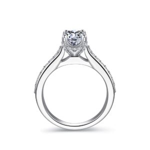 HAFEEZ CENTER 1ct True D Color VVS Hidden Halo Round Brilliant Cut Solitaire Moissanite Engagement Ring (Moissanite, 9)