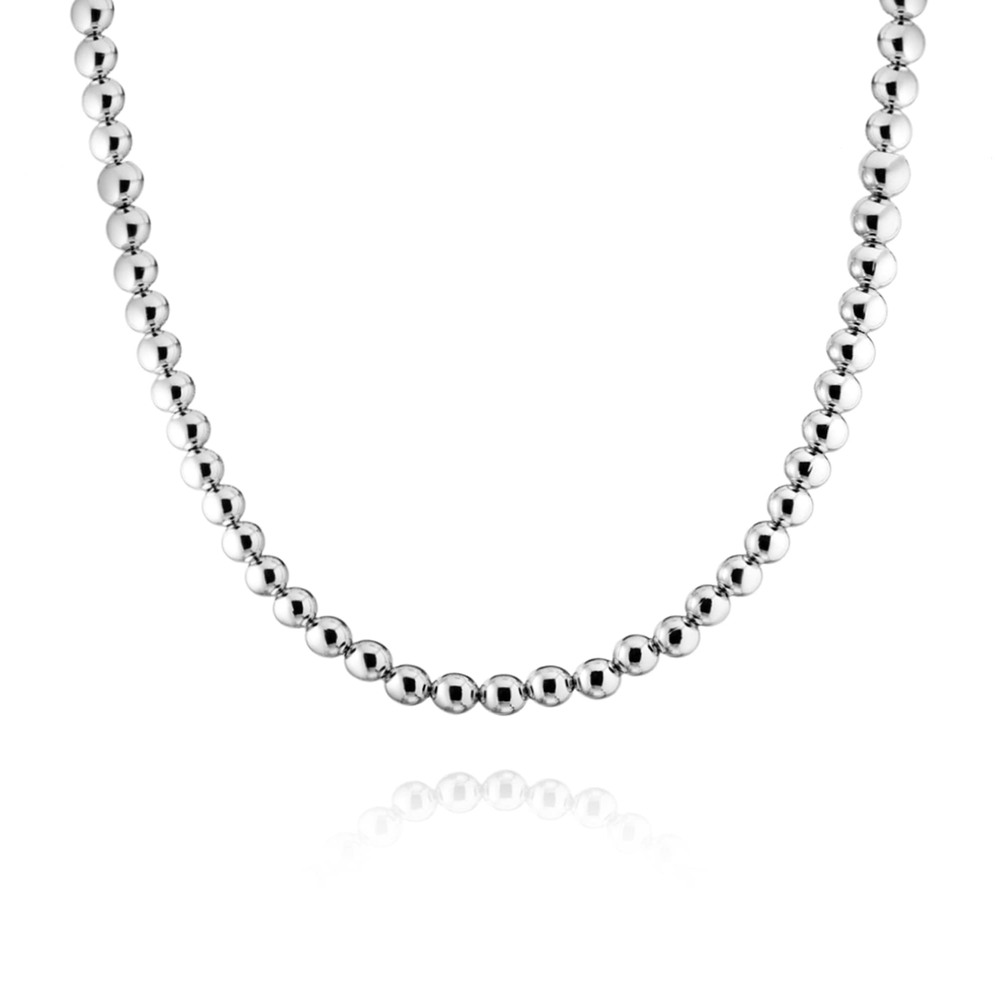 Savlano 925 Sterling Silver 6MM Handmade Bead Ball Strand Chain Necklace For Women - Made in Italy Comes With a Gift Box (18,6mm)