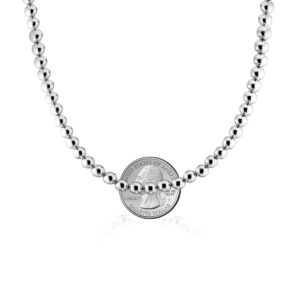 Savlano 925 Sterling Silver 6MM Handmade Bead Ball Strand Chain Necklace For Women - Made in Italy Comes With a Gift Box (18,6mm)