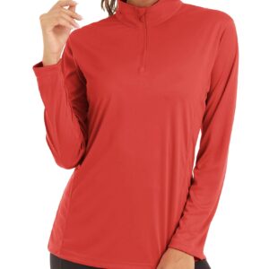 MAGCOMSEN Sun Shirt Running Shirts for Women Long Sleeve Shirts Athletic Shirts T Shirts Summer Tops for Women Rash Guard Shirts Tomato Red