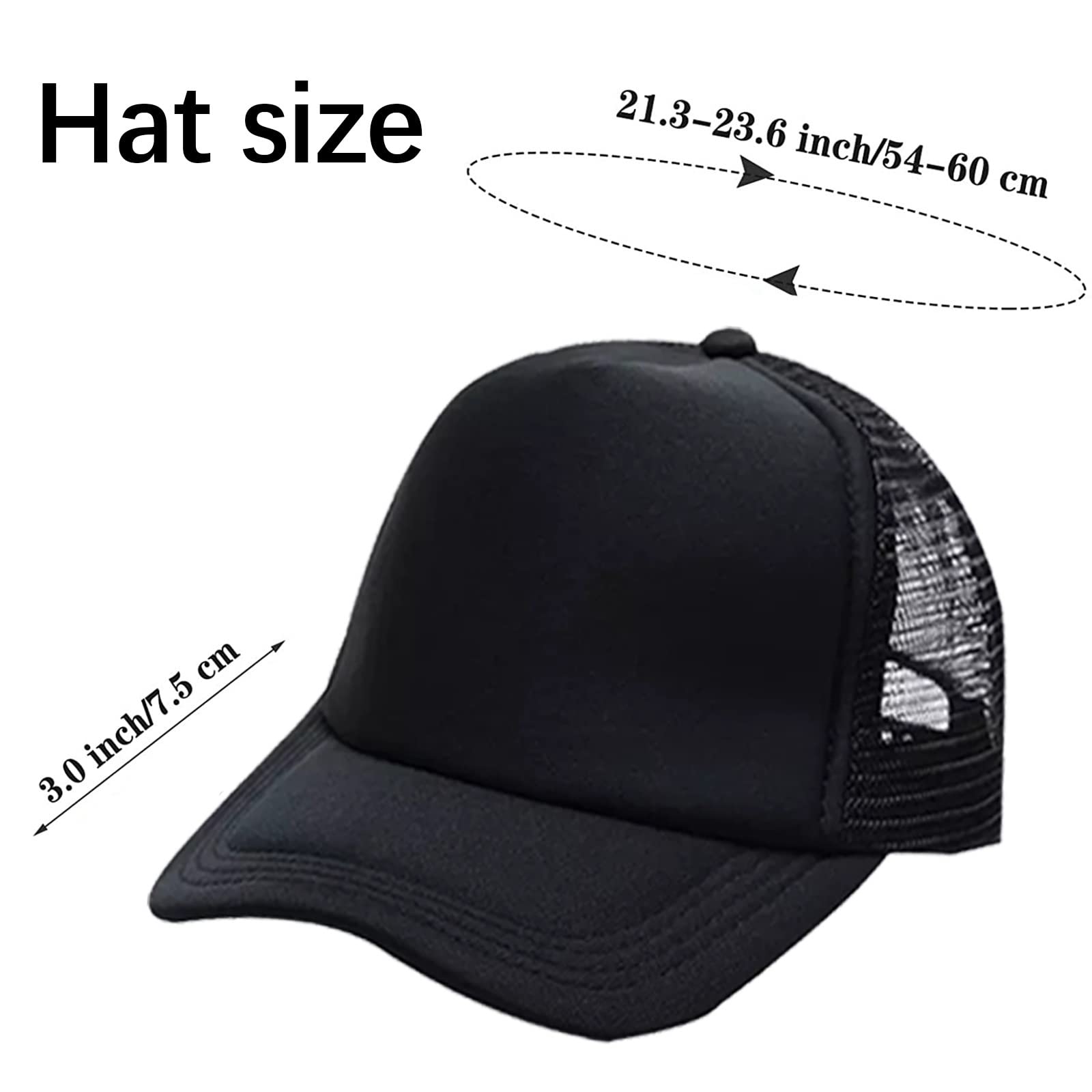 OKBA Sublimation Blank Baseball Cap Polyester Mesh Black Trucker Hat Adult (Black hat * 10pcs)