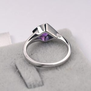 LUO S925 Sterling Silver Unique Infinity Ring Trillion Cut Amethyst Ring Promise Ring for Women US Size 8.5