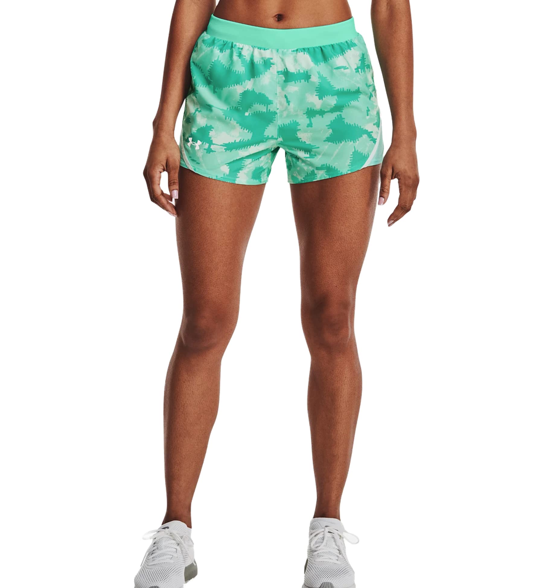 Under Armour Women's Mileage 2.0 Printed Loose Fit Shorts (Medium, Comet Green/Seaglass)