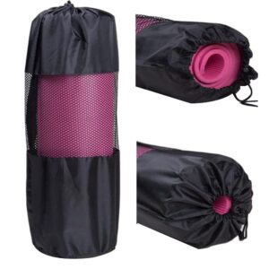 Roadoor Yoga Mat Bag for 1/2Inch Yoga Mat, Gym Fitness Yoga Blanket Carrying Drawstring Pouch Mesh Net with Adjustable Strap 1pcs Black