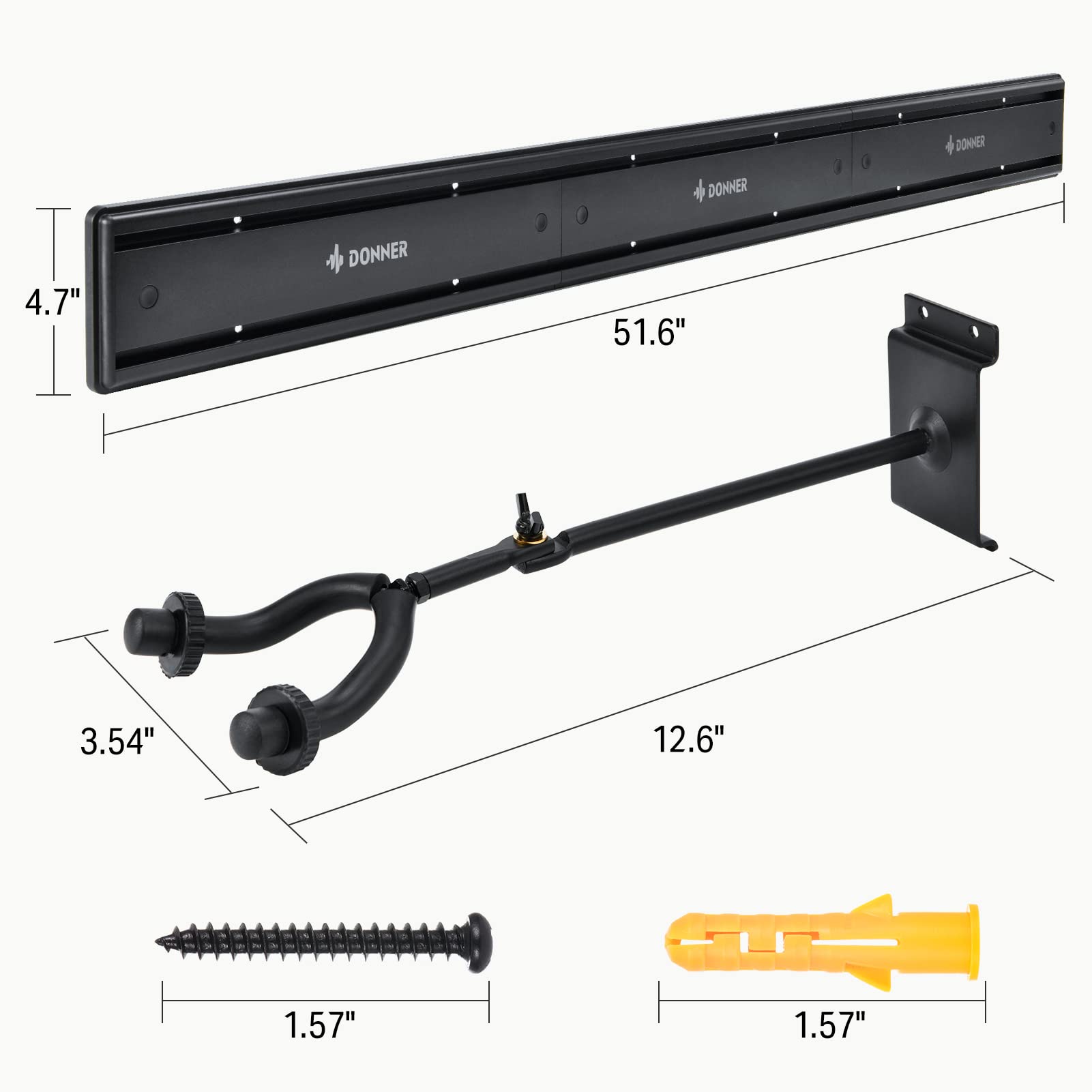 Donner Guitar Wall Mount Hanger, Guitar Wall Rack Holder with 5 Adjustable Guitar Hangers for Acoustic Electric Guitars, Bass, Violin, Ukulele, Banjo, Mandolin