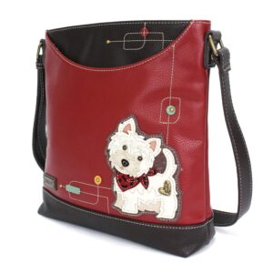 Chala Group Handbag Westie Sweet Messenger Mid Size Tote Bag -Burgundy, Burgundgy