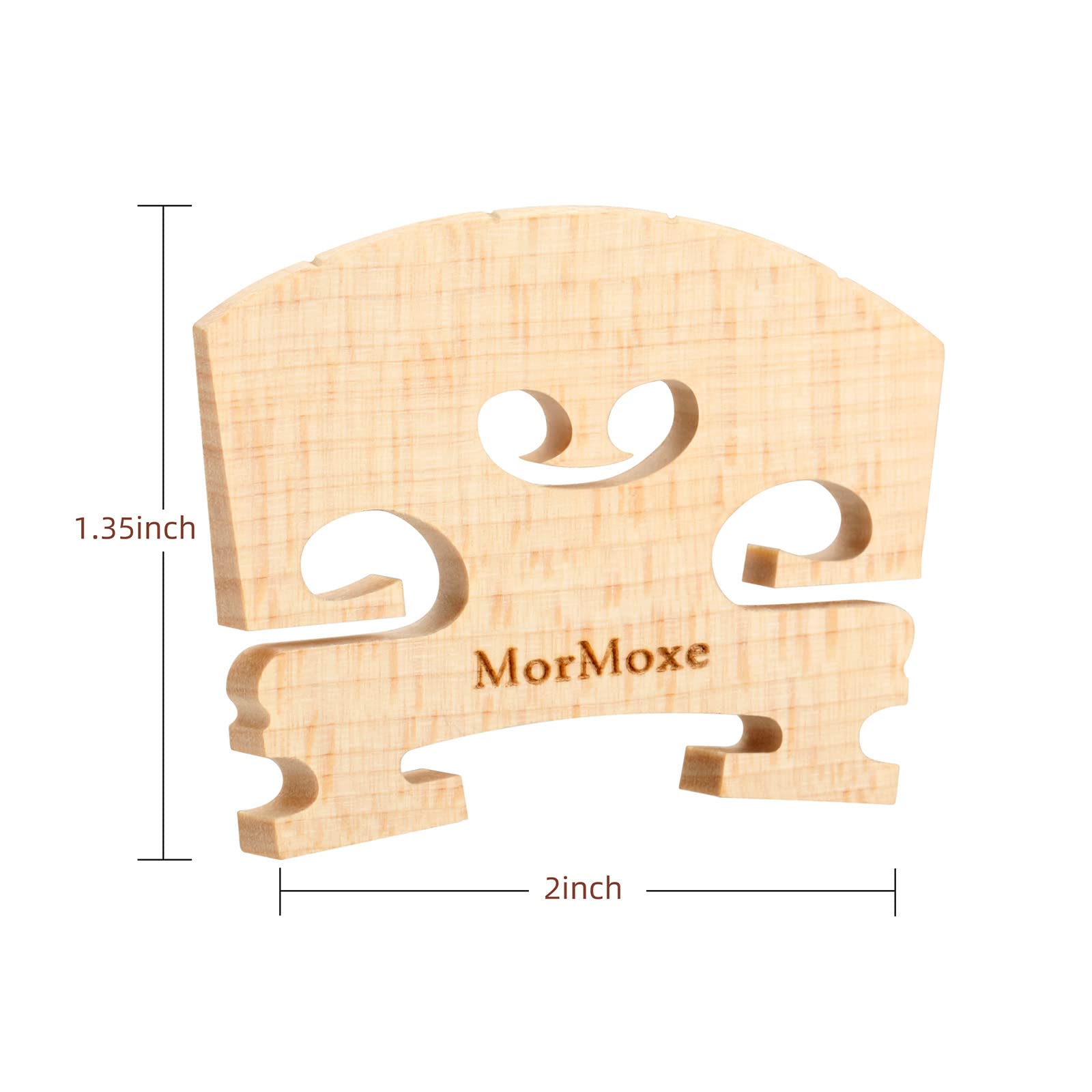 MorMoxe Violin Bridge 4/4 Full Size, Hand-Carved Maple, Direct Fit, Fully Adjusted Violin String Slots and Feet - Violin Bridge