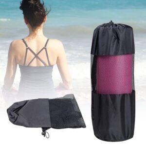 Roadoor Yoga Mat Bag for 1/2Inch Yoga Mat, Gym Fitness Yoga Blanket Carrying Drawstring Pouch Mesh Net with Adjustable Strap 1pcs Black