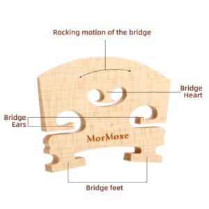 MorMoxe Violin Bridge 4/4 Full Size, Hand-Carved Maple, Direct Fit, Fully Adjusted Violin String Slots and Feet - Violin Bridge