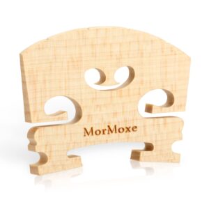 mormoxe violin bridge 4/4 full size, hand-carved maple, direct fit, fully adjusted violin string slots and feet - violin bridge