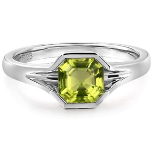 luo 925 sterling silver asscher cut 6x6 mm peridot ring anniversary ring for women us size 10