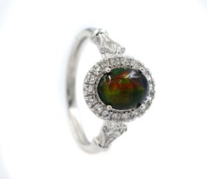 gemstone 925 solid silver 9x7 mm natural black opal oval october birthstone solitaire unisex ring for wedding gift (rhodium plated silver, 6)