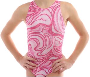 snowflake designs razzleberry in pink leotard (child large)