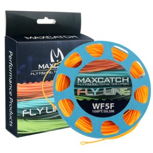 maxcatch eco floating fly fishing line weight forward design with welded loop (3f,4f,5f,6f,7f,8f) (fly line-orange (new), wf3f-100ft)