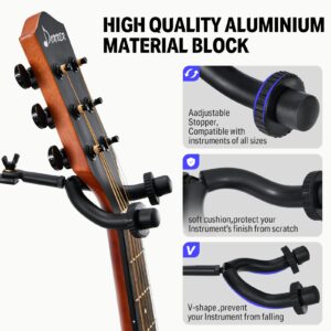 Donner Guitar Wall Mount Hanger, Guitar Wall Rack Holder with 5 Adjustable Guitar Hangers for Acoustic Electric Guitars, Bass, Violin, Ukulele, Banjo, Mandolin