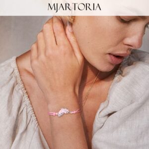 MJartoria BFF Bracelets for 2-Butterfly Matching Bracelets Adjustable Strand Best Friends Bracelet Handmade Charm Friendship Bracelets Jewelry Gifts for Women Couples (Blue+Pink-Silver)