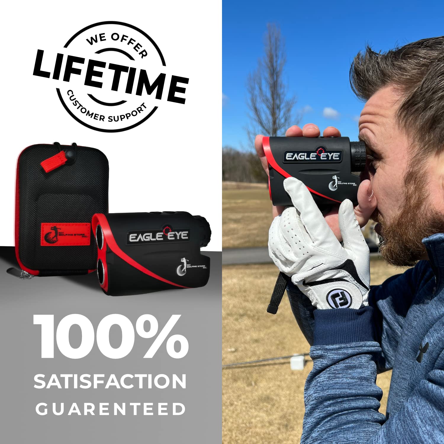 My Golfing Store Gen 3 Eagle Eye Laser Golf Rangefinder, 6X Magnification and Multilayer Optics, Comes with Adjustable Straps Magnetic Holder, Easy to Use, Golf Accessories for Men and Women