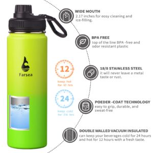 Farsea Insulated Water Bottle With Paracord Handle, Protective Silicone Boot and 2 Lids (Straw Lid & Spout Lid), Stainless Steel Water Bottle Wide Mouth, Double Wall Sweat-Proof BPA-Free, 24 oz