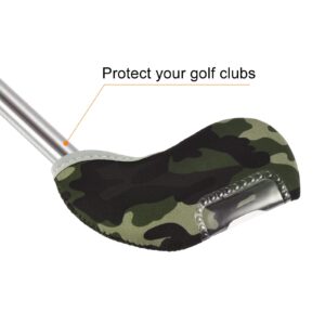 PATIKIL Golf Club Iron Head Covers, 10 Pack Visible Window Waterproof Protection Sleeve for Outdoor Sport, Camouflage