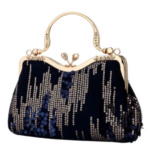 Bling Clutch Evening Bags Sequins Clutch Purses for Women 1920s Gatsby Party Prom Wedding Accessories (Dark blue)