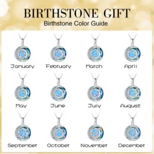 TOUPOP Pisces Necklaces for Women White Gold S925 Sterling Silver Zodiac Constellation Pendant Necklace with Aquamarine March Birthstone Pisces Zodiac Sign Birthday Jewelry for Wife Girlfriend