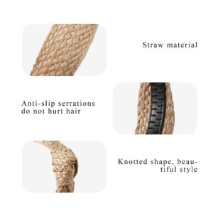 Ivyu Straw Headbands for Women - No Slip Fashion Cute Braided Top Knot Summer Beach Accessories