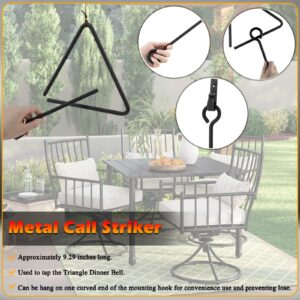 Triangle Dinner Bell Including Metal Hanger and Call Striker, Classical Cast Steel Cowboy Western Dinner Calling Bell for Chuck Wagon Décor