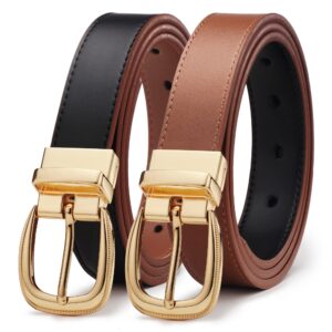 cr reversible belts for women - 1.1" leather belt women fashion ladies belt with gold buckle - casual womens belts for jeans pants