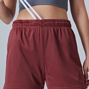 5-Pack Womens Athletic Shorts Mesh Basketball 5" Inseam Ladies Active Sports Set with Zipper Pockets (Set 2, Medium)