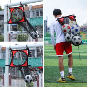 soccer target goal net and soccer ball bag: 3 in 1 top bins target goal and equipment bag, multi-sport target net easy to attach and detach to the goal for shooting accuracy training