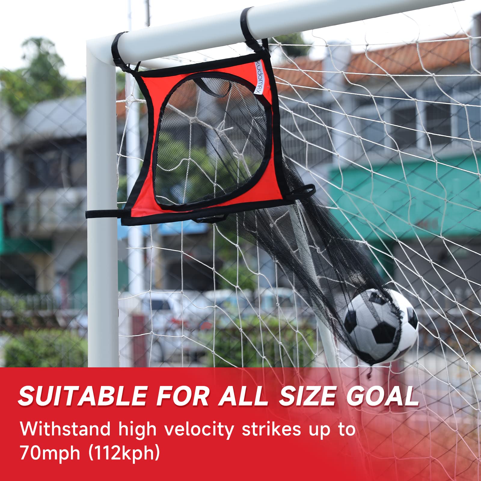 Soccer Target Goal Net and Soccer Ball Bag: 3 in 1 Top Bins Target Goal and Equipment Bag, Multi-Sport Target Net Easy to Attach and Detach to The Goal for Shooting Accuracy Training