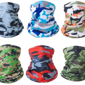 Sheliky 6Pcs Summer UV Protection Cooling Neck Gaiter Face Cover Scarf Outdoor Balaclava Bandana Headband for Men Women Fishing Cycling Running (Pack B)