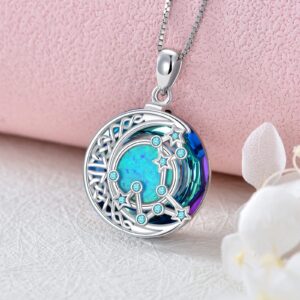 TOUPOP Pisces Necklaces for Women White Gold S925 Sterling Silver Zodiac Constellation Pendant Necklace with Aquamarine March Birthstone Pisces Zodiac Sign Birthday Jewelry for Wife Girlfriend