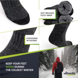 Alvada Mens Merino Wool Crew Socks Thermal and Warm Socks for Winter Work Hiking Running 3 Pairs SM