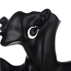 Moon Round Creole Hoop Earrings for Women 925 Sterling Silver Statement Fine Jewelry Female Gifts Fashion