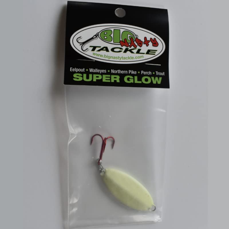 Big Nasty Tackle Super Glow Trout-N-Pout Spoon (1 Pack) (1 1/8 oz, Original Green)