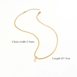 Gold Initial Necklaces For Women Trendy,Dainty 18k Gold Plated Charm Choker Necklace For Women Herringbone Chain Necklaces Jewelry A