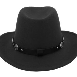 Eohak Shapeable Western Cowboy Hat for Men Women Fedoras Wool Cap Felt Cowgirl Jazz Hats with Silver Canyon M-L