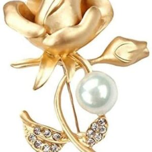 Brooches Brooch Pin Rhinestone Pearl Brooch Floral Diamond Brooch Girl Lady Jewelry Wedding Party Birthday Gift Gold Bow Gold Silver