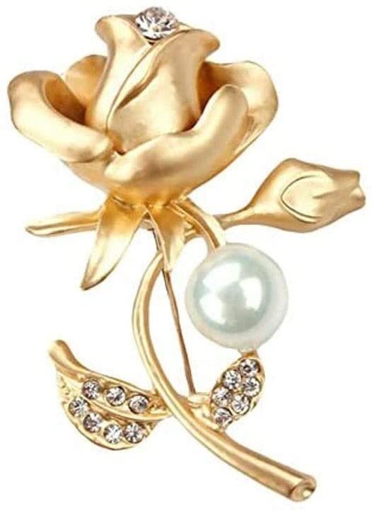 Brooches Brooch Pin Rhinestone Pearl Brooch Floral Diamond Brooch Girl Lady Jewelry Wedding Party Birthday Gift Gold Bow Gold Silver