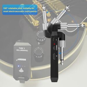 HOEREV 5.8GHz Electric Guitar Accessories Wireless Guitar Bass Stand Transmitter Receiver System 4 Channels for Electric Bass Cordless Amplifier Guitar Cable Jack with Rechargeable Lithium Battery