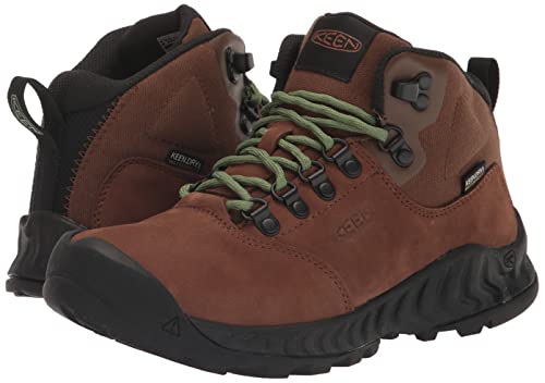 KEEN Women's NXIS Explore Mid Height Waterproof Fast Packing Hiking Boots, Bison/Campsite, 6