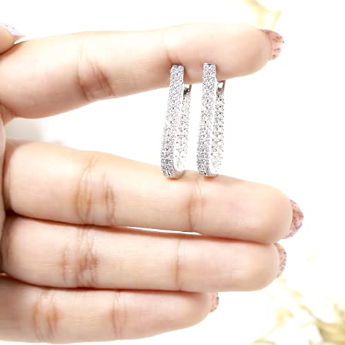 1.30 Carat Cubic Zirconia Inside Out Huggie Hoop Earrings for Women in 925 Sterling Silver (VVS, 1 1/3 CTW) Handmade Mini CZ Huggie Hoops by Octa Pearl